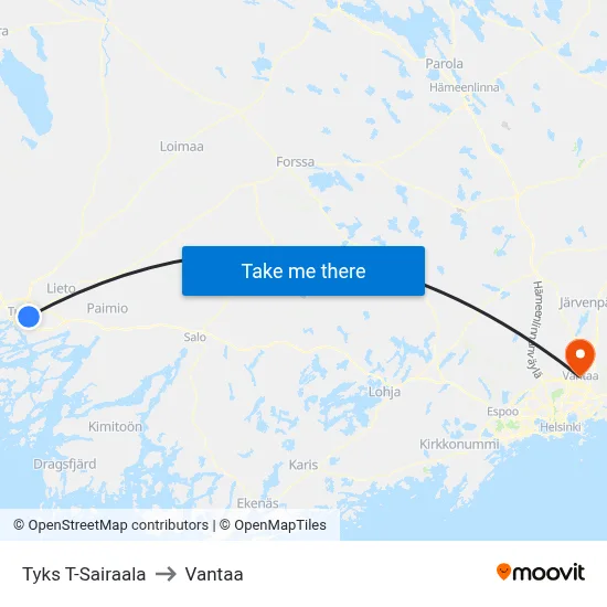 Tyks T-Sairaala | 🏥 to Vantaa map