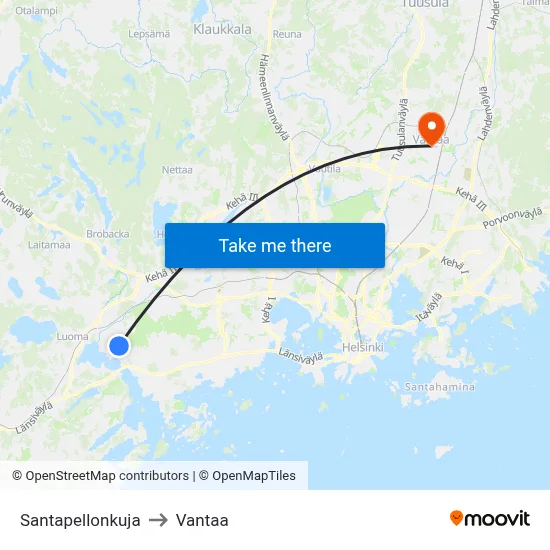 Santapelto Alley to Vantaa map