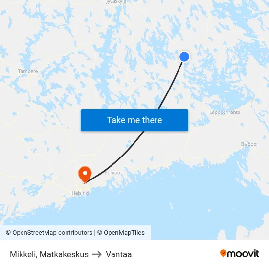 Mikkeli, Matkakeskus to Vantaa map
