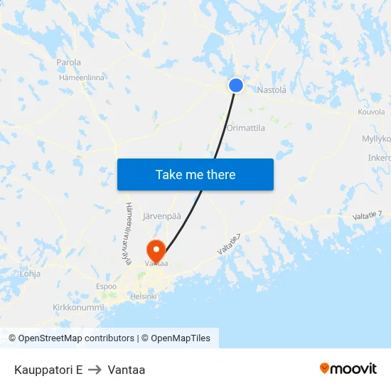 Market Square S to Vantaa map