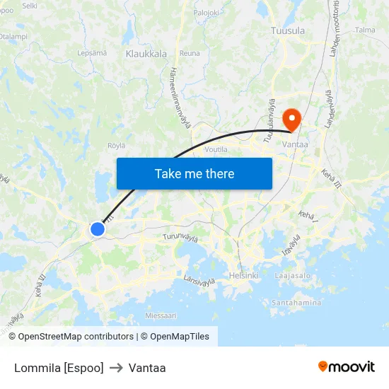 Lommila [Espoo] to Vantaa map