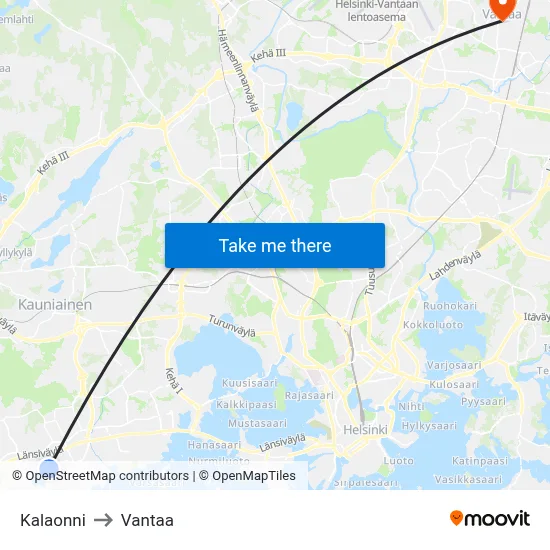 Kalaonni to Vantaa map