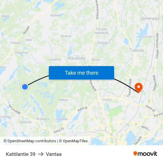 39 Kattilantie to Vantaa map