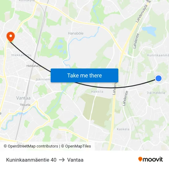 King's Hill Road 40 to Vantaa map