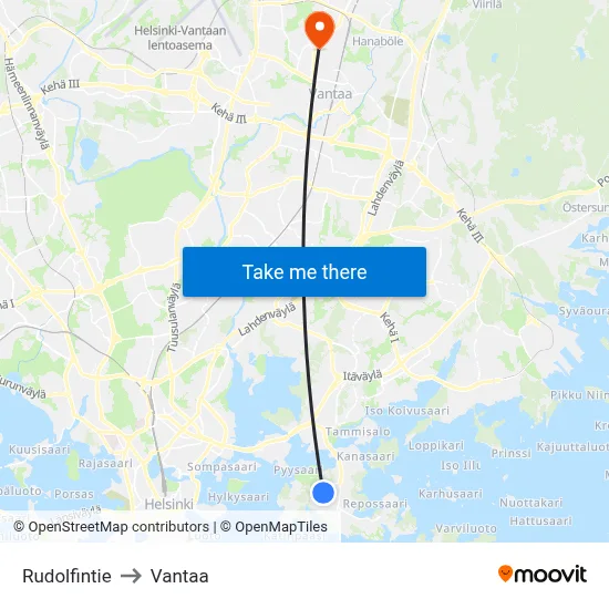 Rudolfintie to Vantaa map