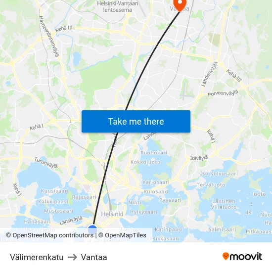Mediterranean Street to Vantaa map