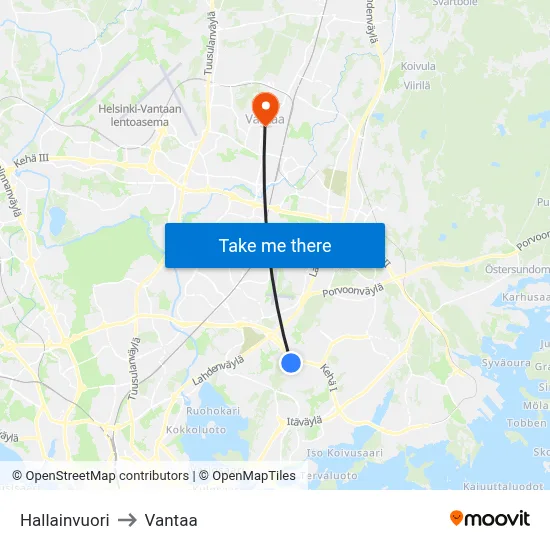 Frost Mountain to Vantaa map
