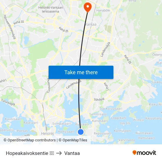 Hopeakaivoksentie 🌳🏟️ to Vantaa map