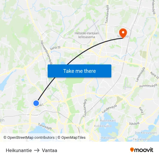 Heikuna Road to Vantaa map