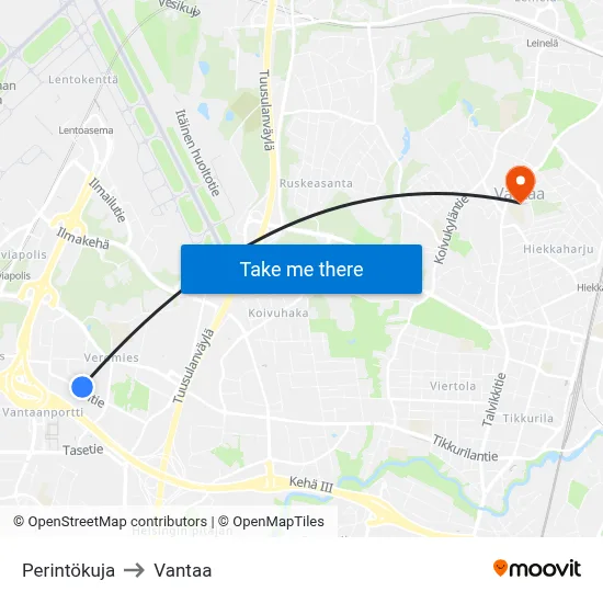 Heritage Alley to Vantaa map