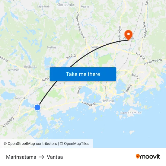 Marina Harbor to Vantaa map