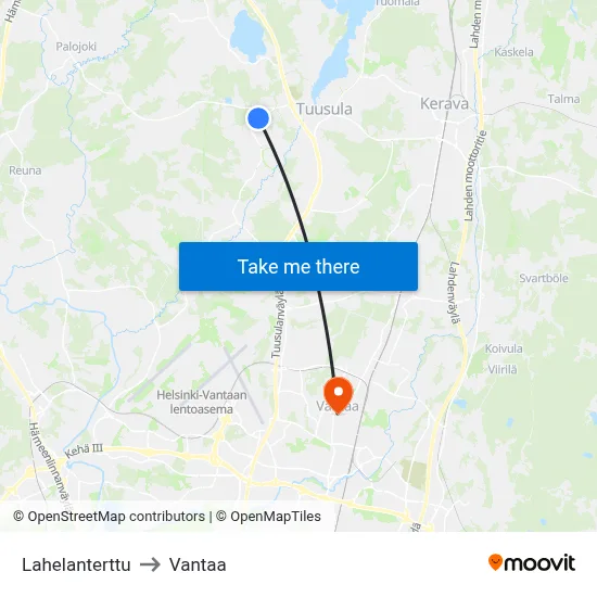 Lahela Pearl to Vantaa map