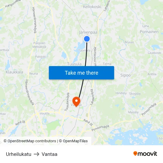 Sports Street to Vantaa map