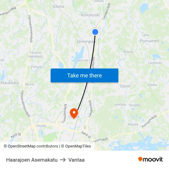 Haarajoki Station Street to Vantaa map