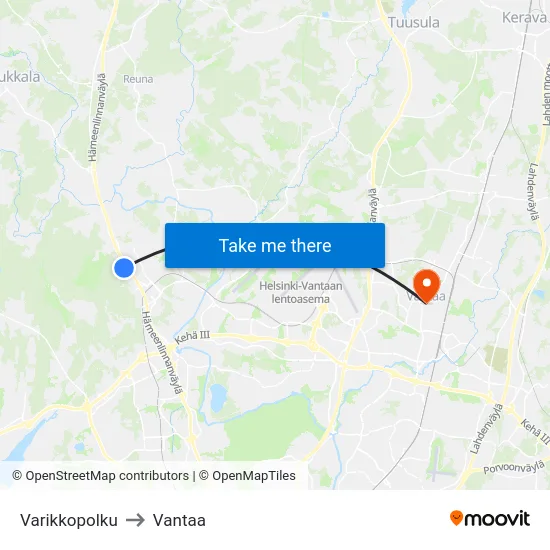 Varikkopolku to Vantaa map