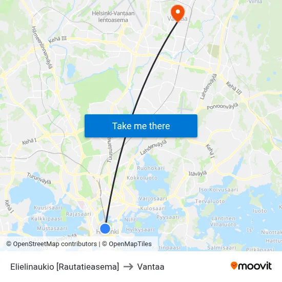 Eliel Square [Railway Station] to Vantaa map