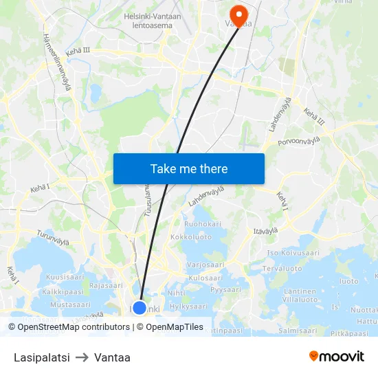 Glass Palace to Vantaa map