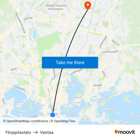 Student House to Vantaa map