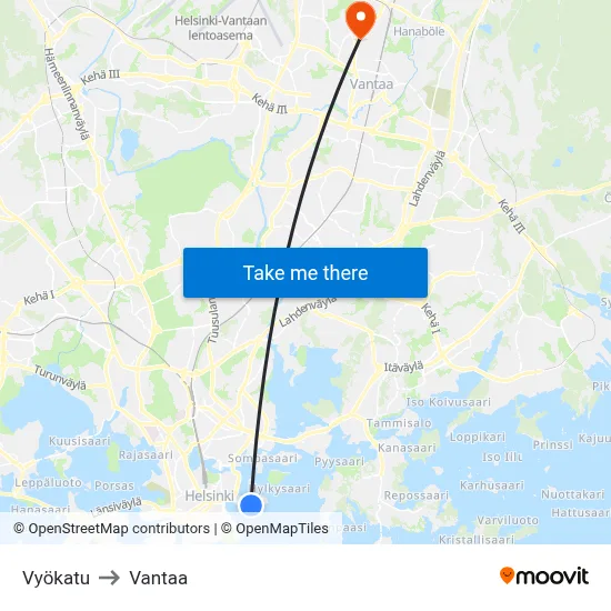 Vyö Street to Vantaa map