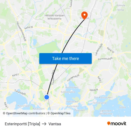 Esteri's Gate [Tripla] to Vantaa map