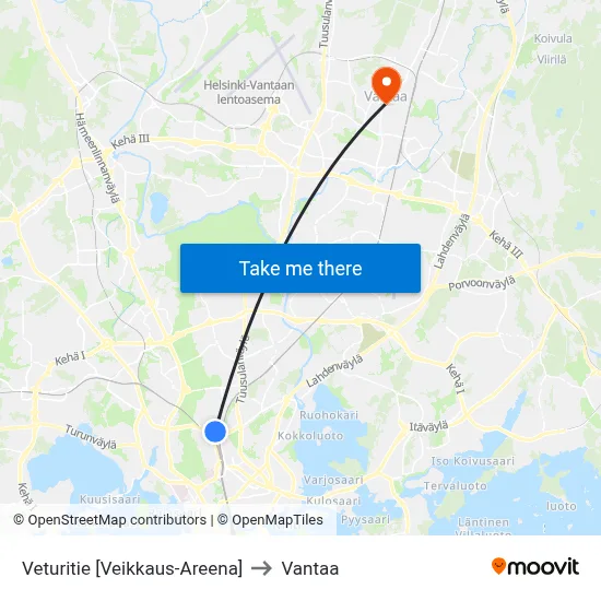 Engine Road [Veikkaus Arena] to Vantaa map