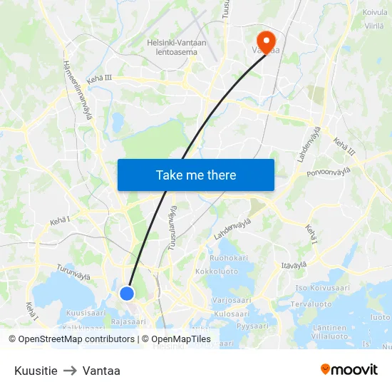 Spruce Road to Vantaa map