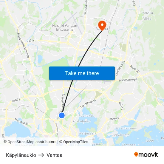 Kapyla Square to Vantaa map