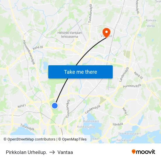 Pirkkolan Urheilup. to Vantaa map