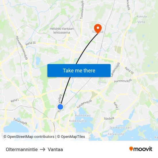 Oltermanni Road to Vantaa map