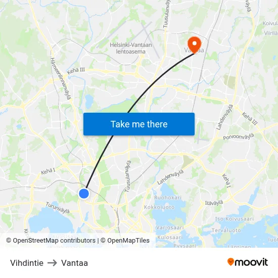 Vihti Road to Vantaa map