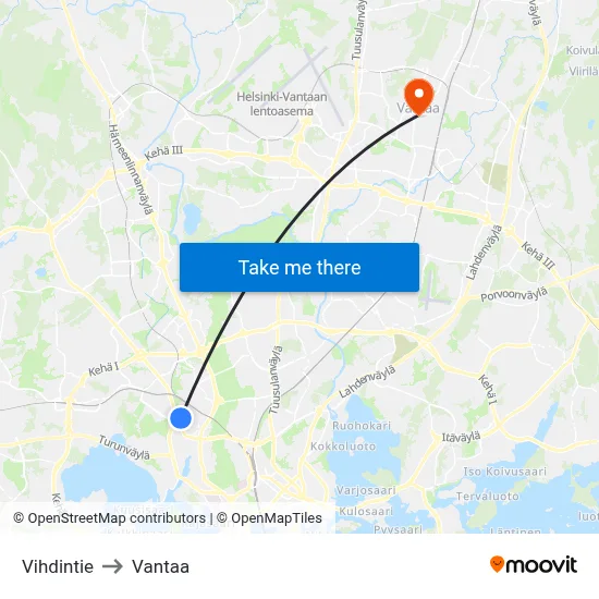 Vihti Road to Vantaa map