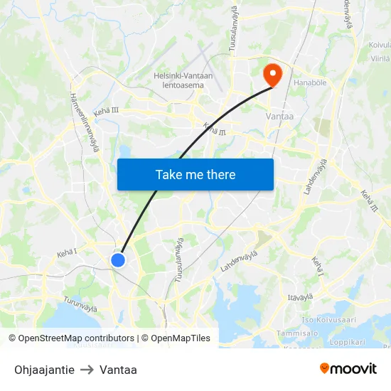 Ohjaajantie to Vantaa map