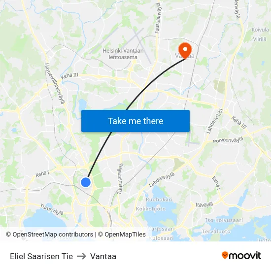 Eliel Saarinen Road to Vantaa map