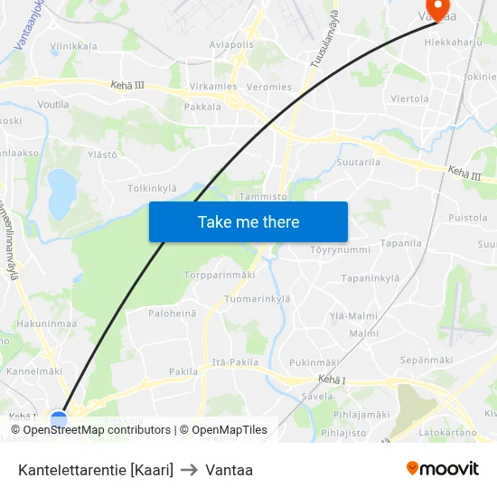 Kantelettarentie 🛍️ to Vantaa map