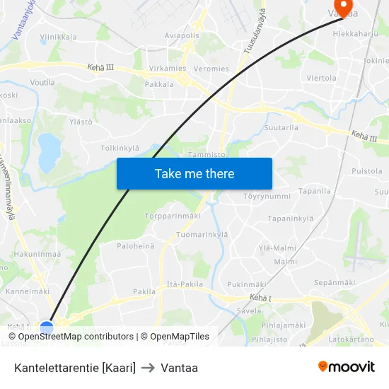 Kantelettarentie 🛍️ to Vantaa map