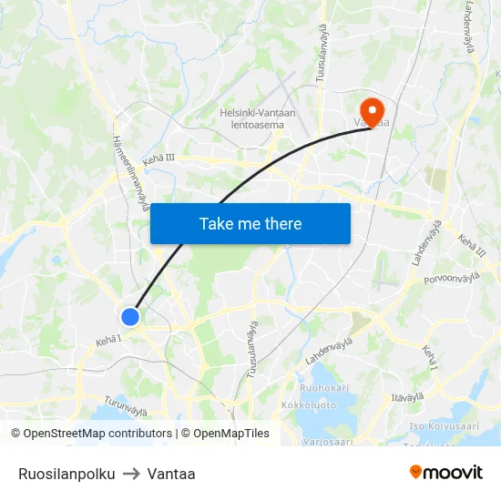 Ruosila Path to Vantaa map