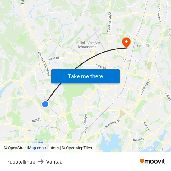 Puustellintie to Vantaa map