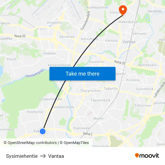 Charcoal Maker Road to Vantaa map