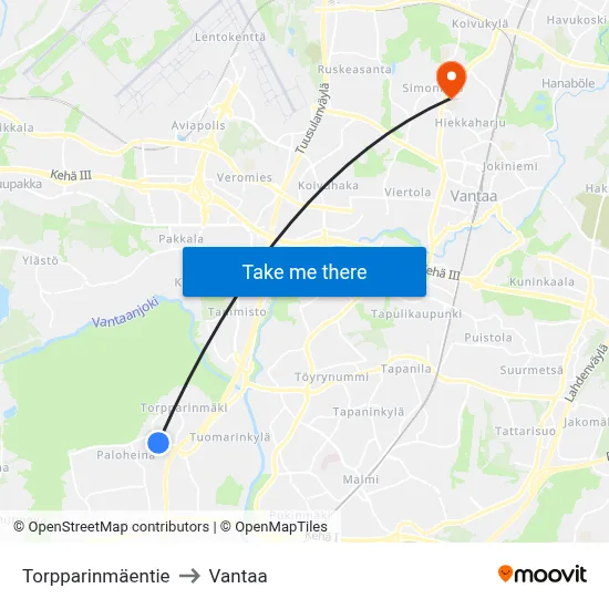 Torpparinmaentie to Vantaa map