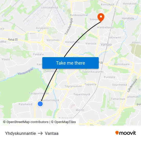 Community Road to Vantaa map