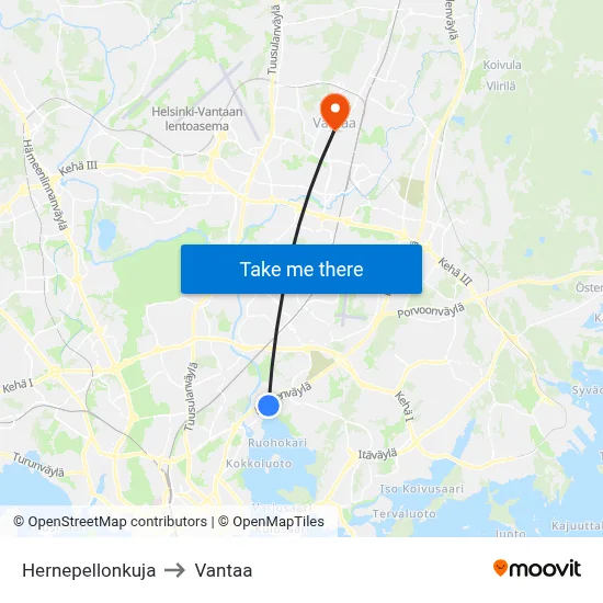 Hernepellonkuja to Vantaa map