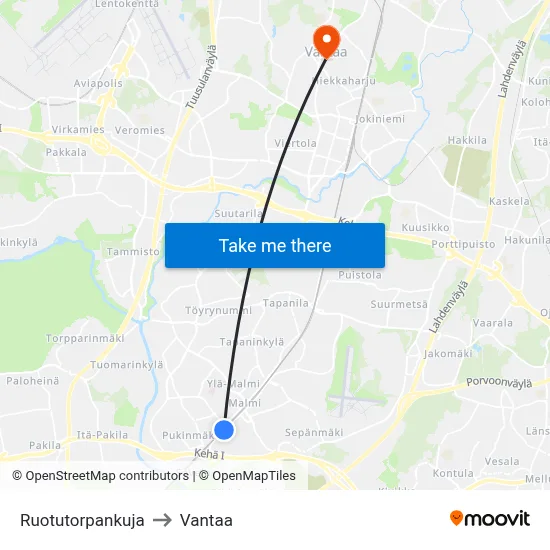 Militia Cottage Lane to Vantaa map