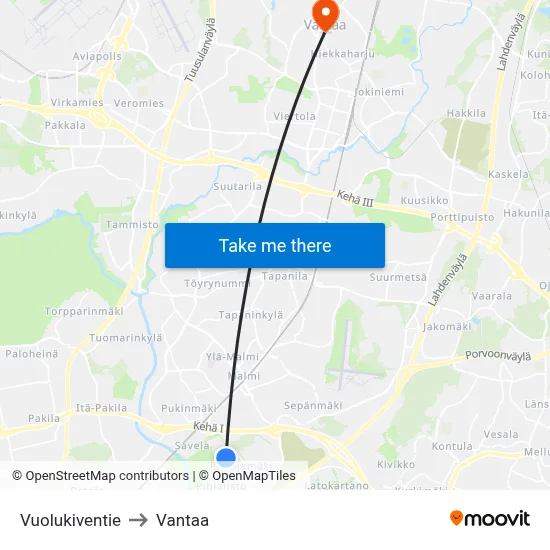 Soapstone Road to Vantaa map