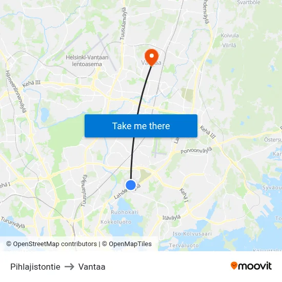 Pihlajistontie to Vantaa map