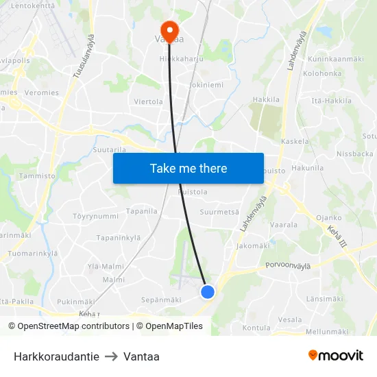 Iron Works Road to Vantaa map