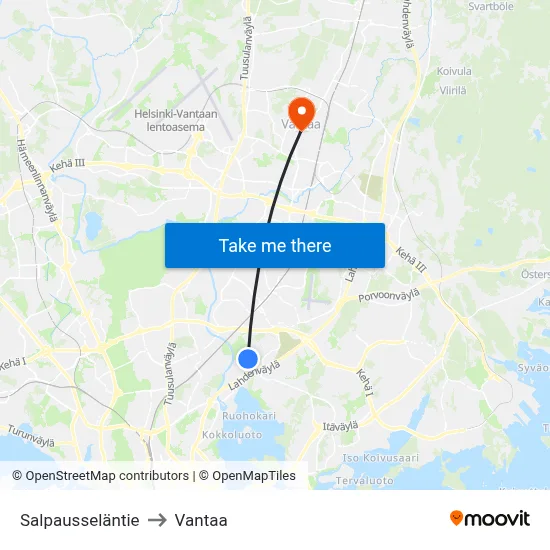 Salpausselkä Road to Vantaa map