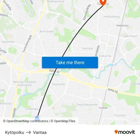Kytöpolku to Vantaa map