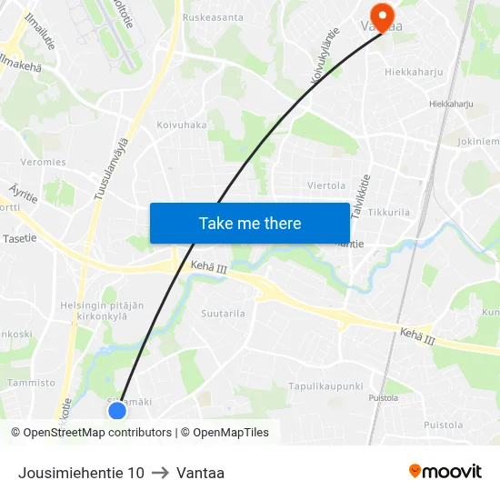 10 Jousimiehentie to Vantaa map