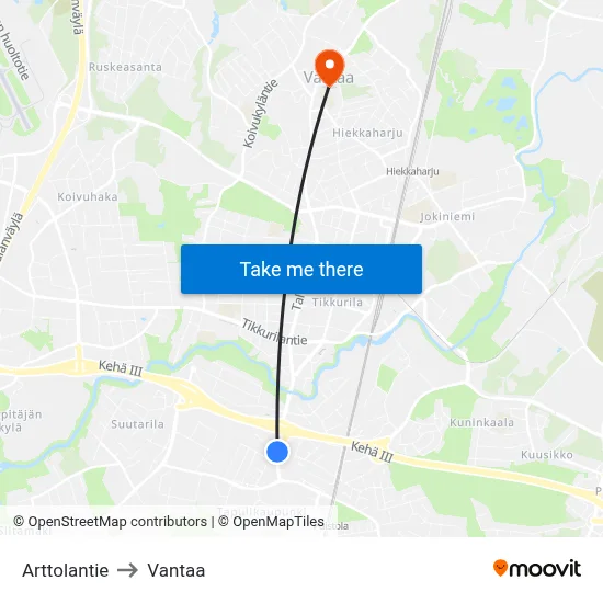 Arttola Road to Vantaa map
