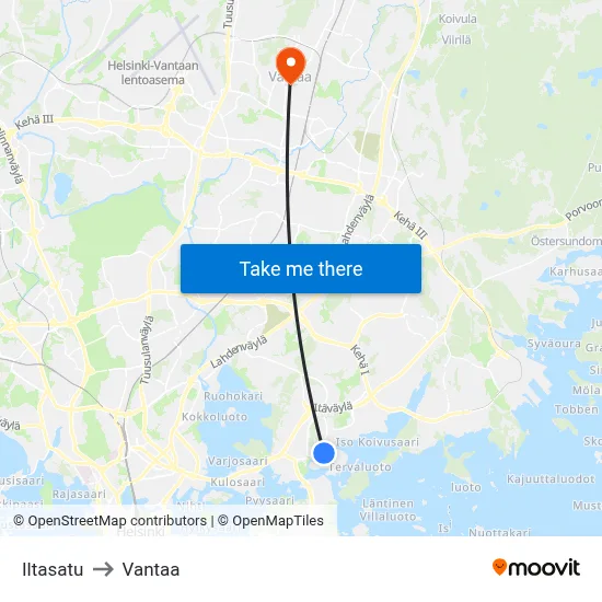 Evening Story to Vantaa map